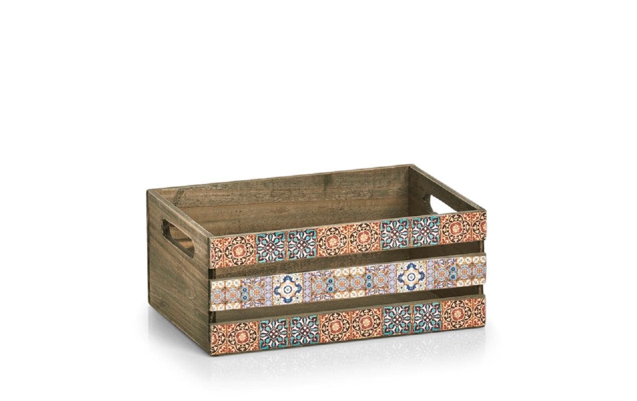 Zeller Present Aufbewahrungsbox – Holz (Tanne) – Mehrfarbig – mit Griff – 320 × 135 × 220 mm