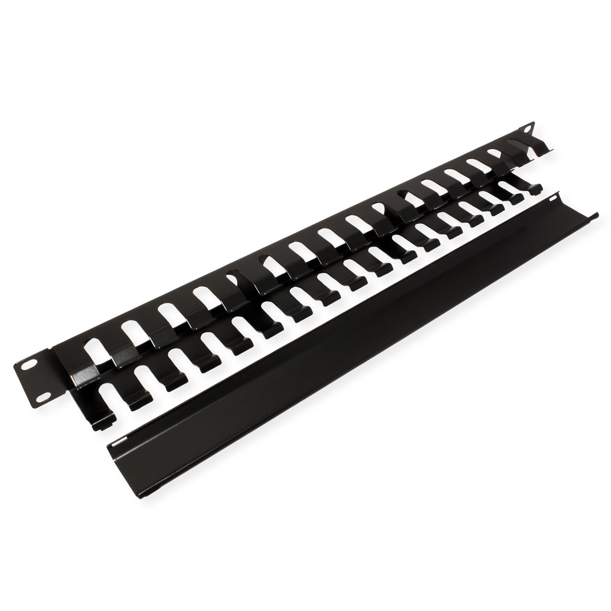 VALUE 19" Frontplatte, 1 HE, Kabelführung 40×40 mm, für 19"-Racks, Schwarz