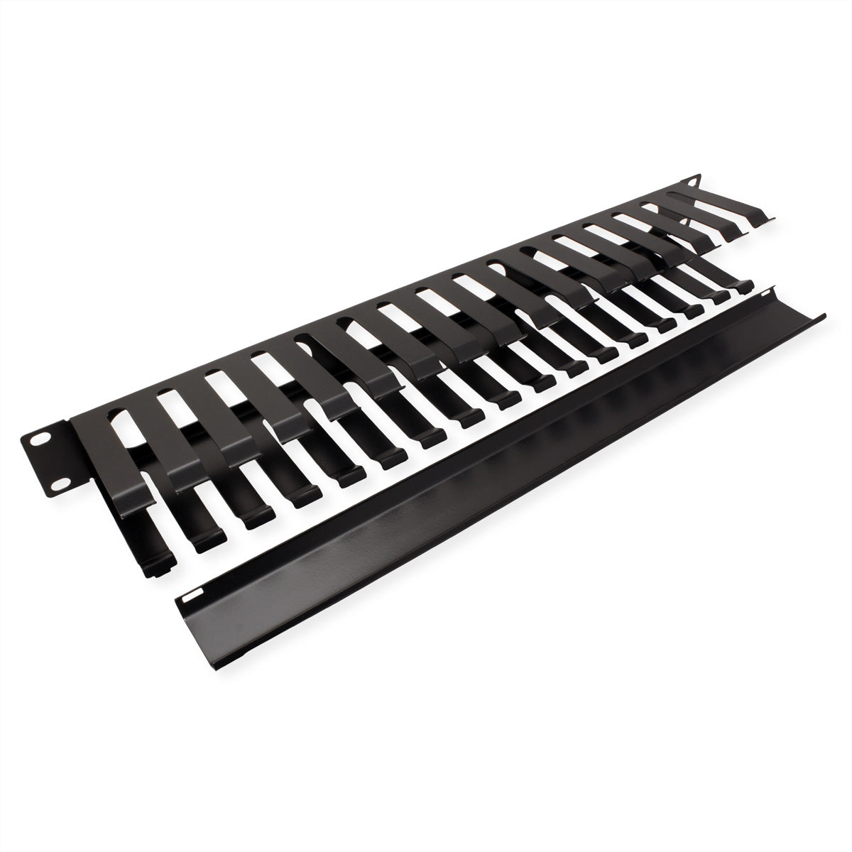 VALUE 19" Frontplatte 1 HE, Rangierkanal 40×80 mm, für 19"-Racks, Schwarz