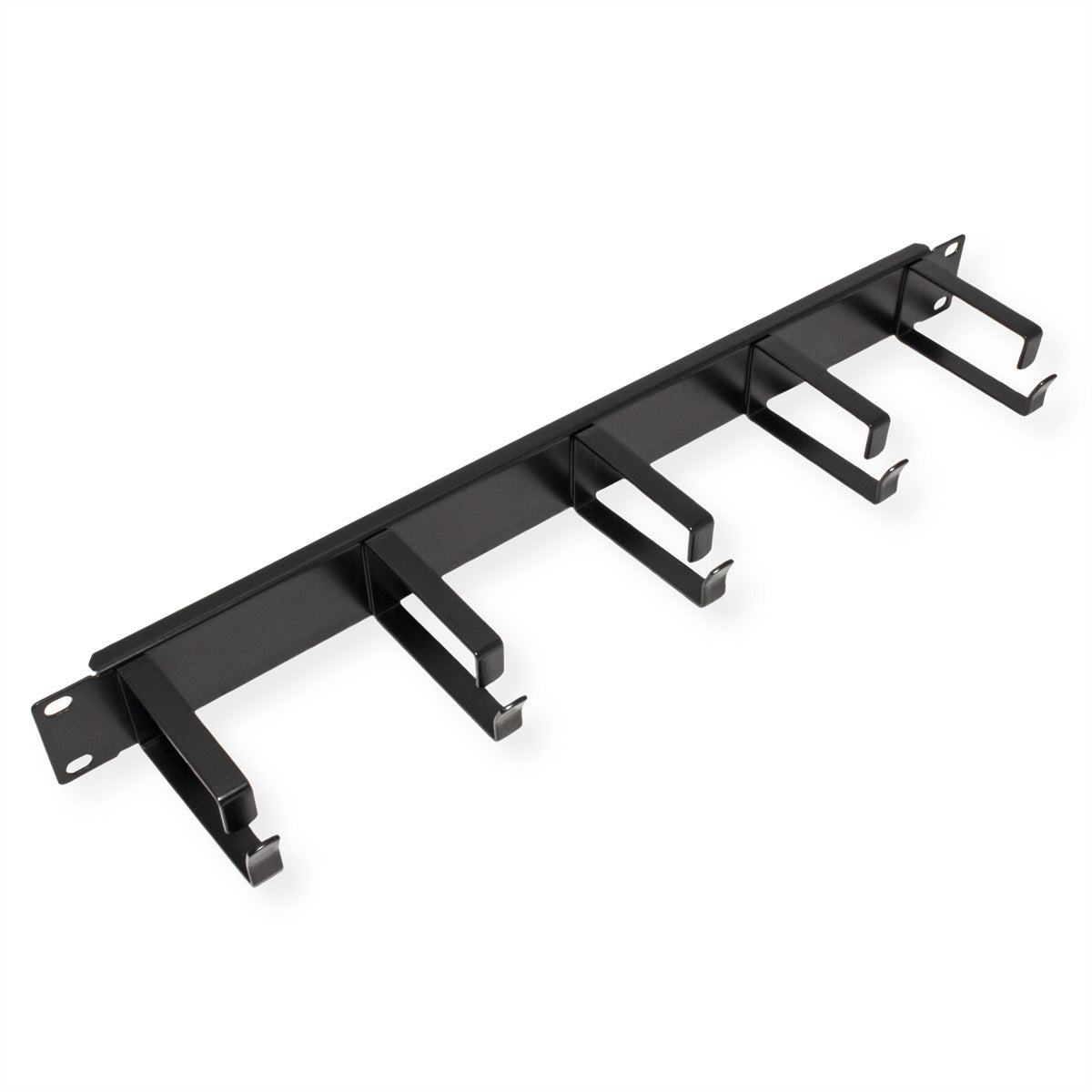 VALUE 19"-Kabelführung, 1 HE, 5 G-Typ Kabelösen, für 19" Rack, Schwarz