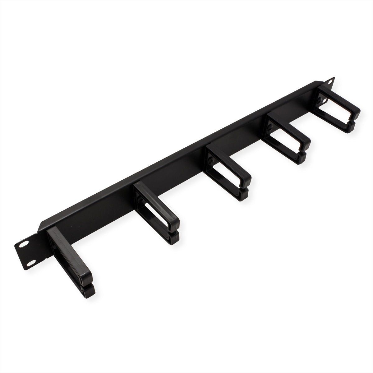 VALUE 19" Kabelführung, 1 HE, 5 C-Kabelösen, für 19"-Racks, Schwarz