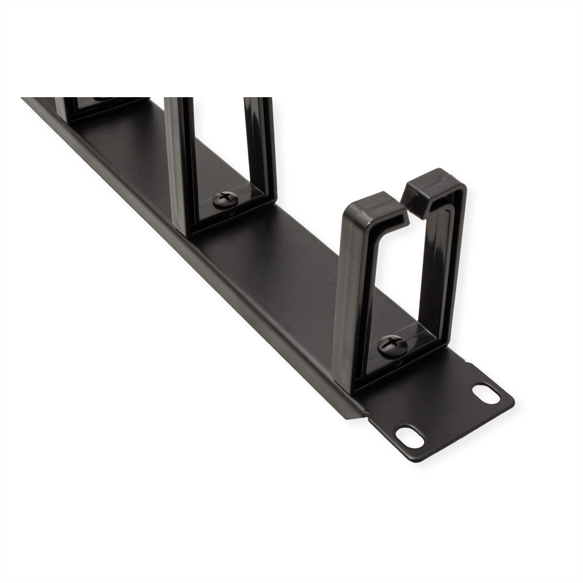 VALUE 19" Kabelführung, 1 HE, 5 C-Kabelösen, für 19"-Racks, Schwarz