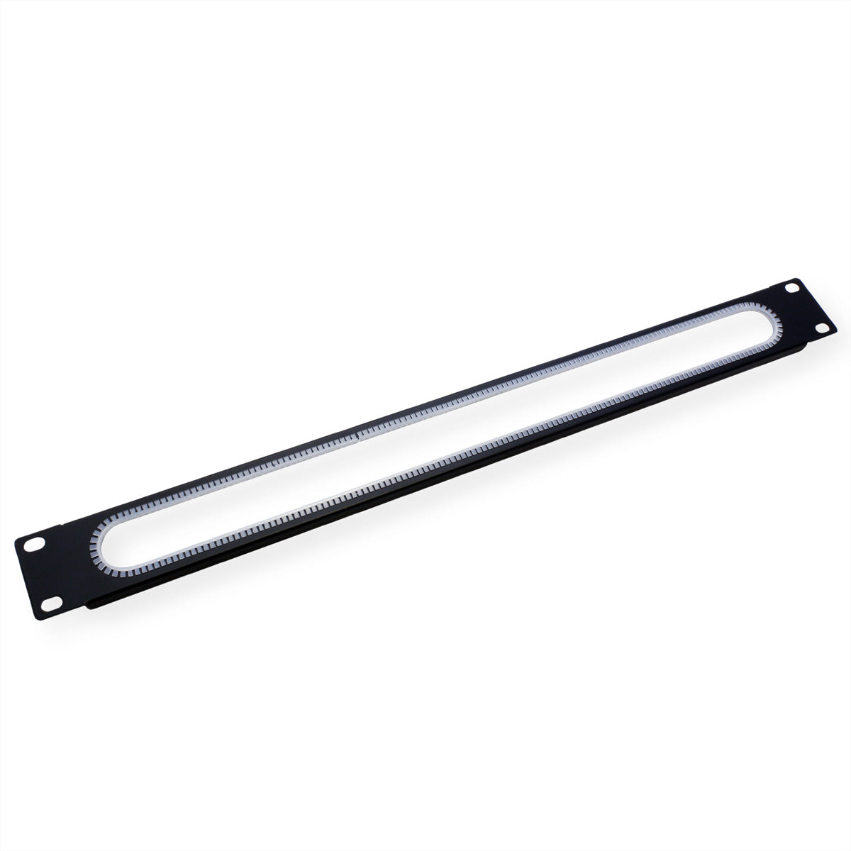 VALUE 19" 1U Kabelmanagement-Panel mit Kantenschutz, 482,6×10,5×44,4 mm – Schwarz