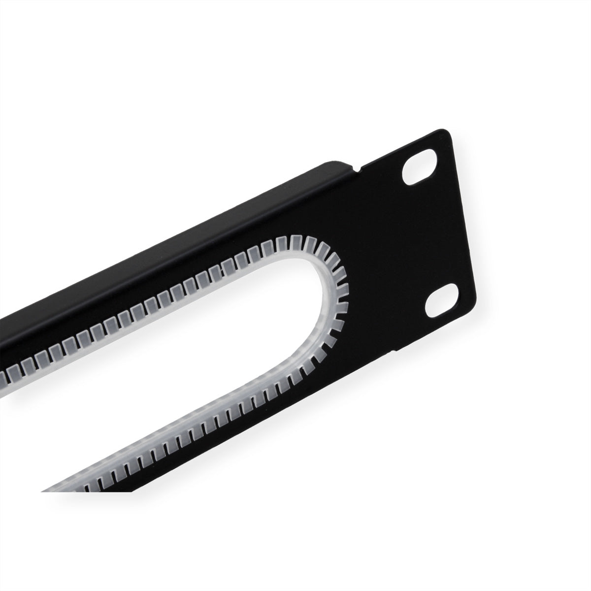 VALUE 19" 1U Kabelmanagement-Panel mit Kantenschutz, 482,6×10,5×44,4 mm – Schwarz