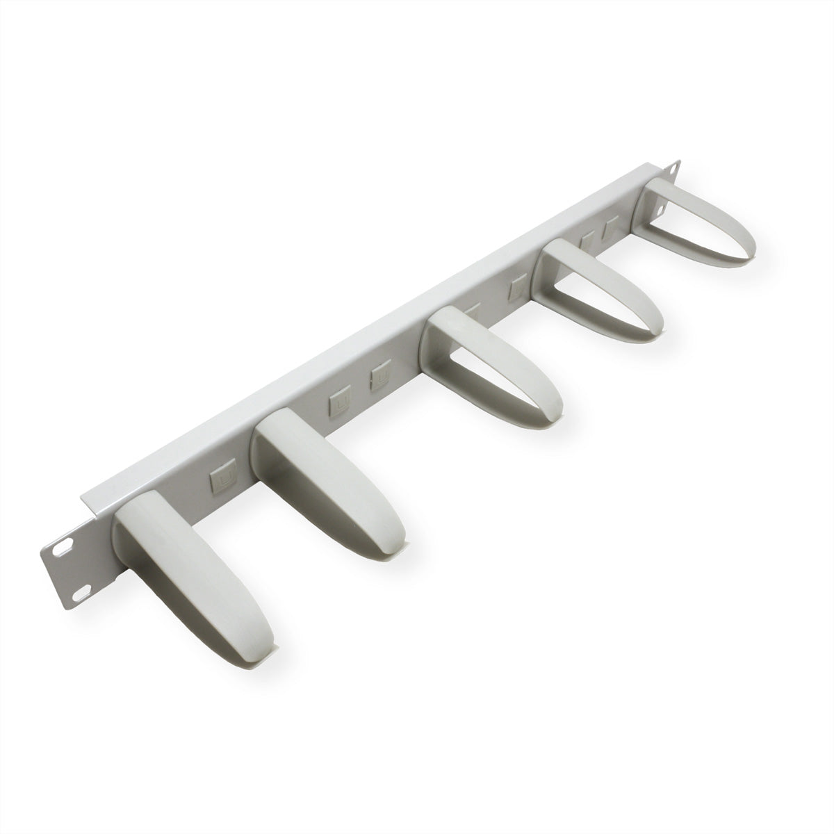 VALUE Rangierpanel 19" 1U, 5 Kabelringe 42×85 mm – Grau