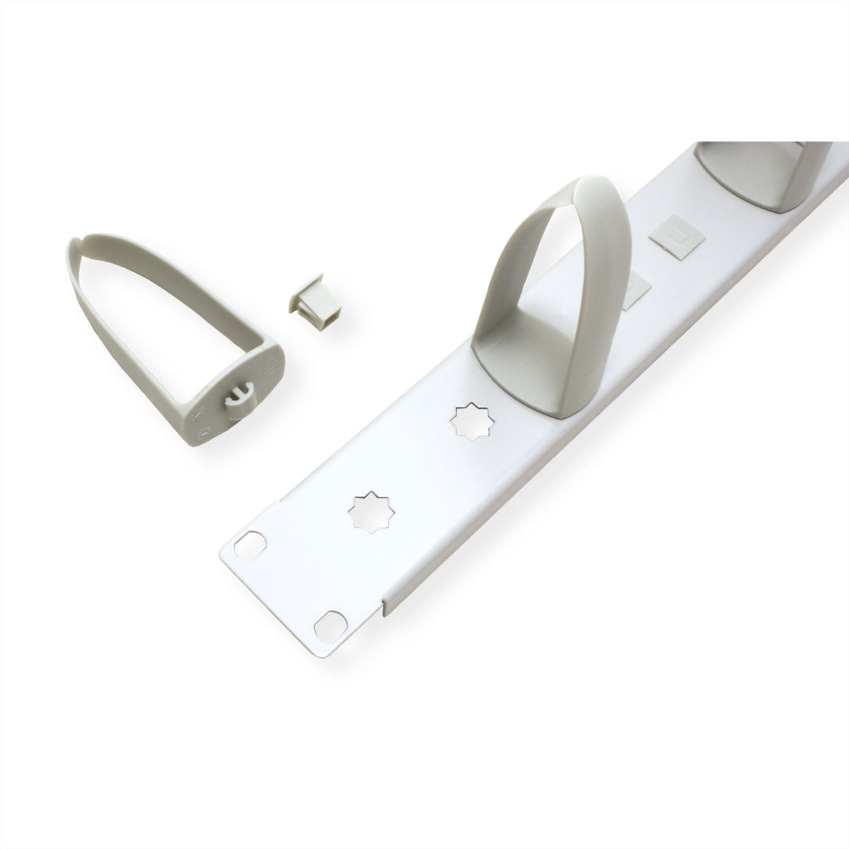 VALUE Rangierpanel 19" 1U, 5 Kabelringe 42×85 mm – Grau