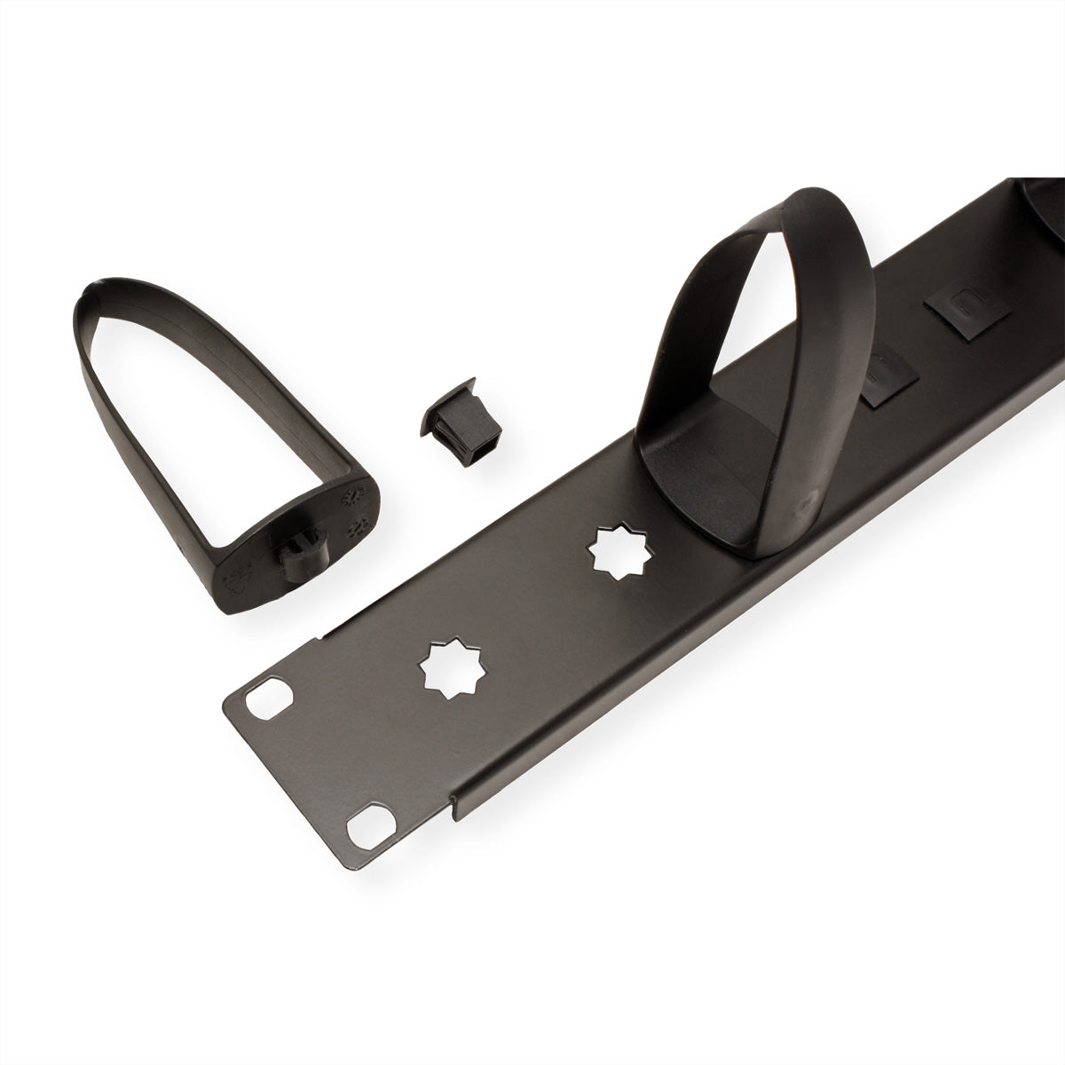 VALUE Rangierpanel 19" 1U, 5 Ringe 42×85 mm – Schwarz