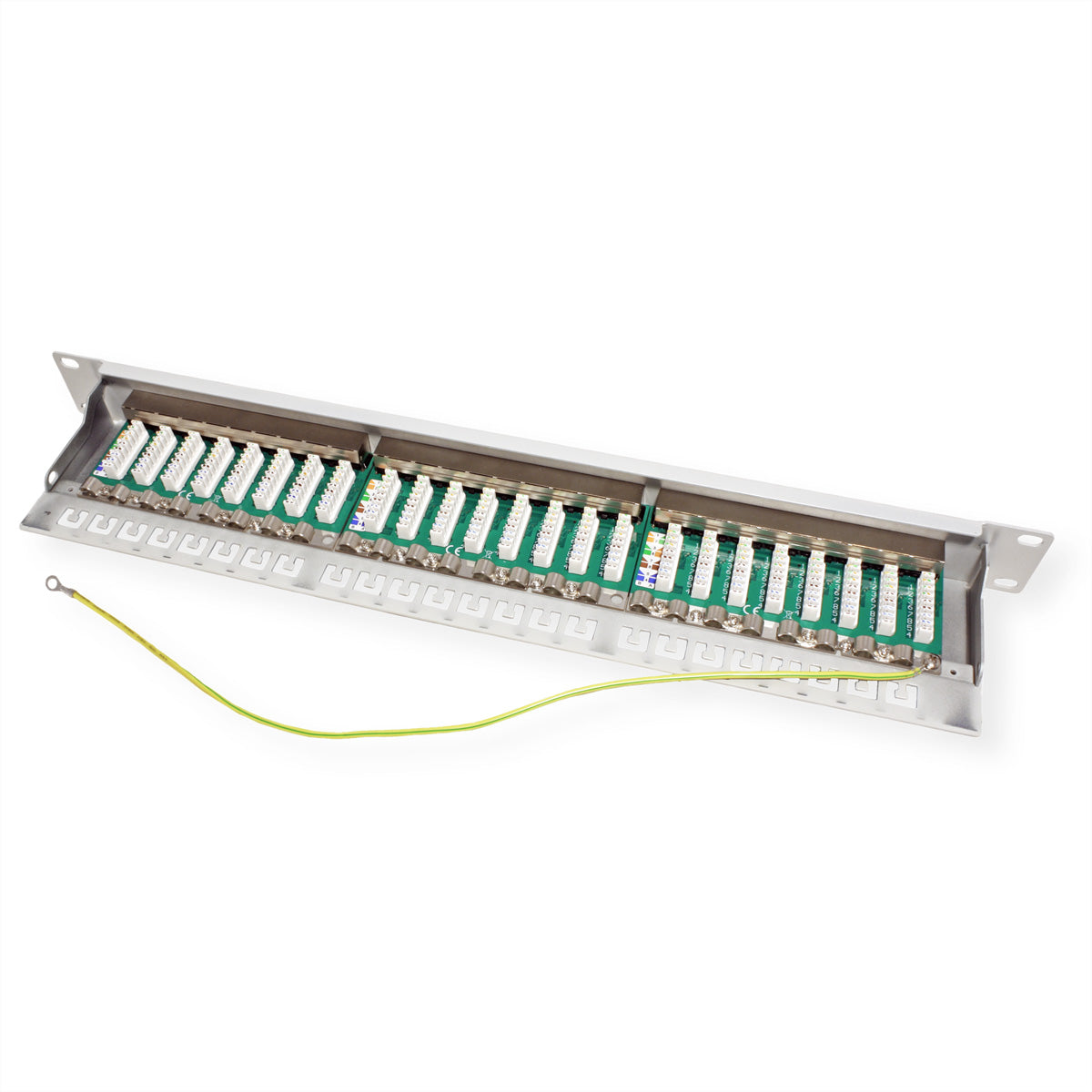 VALUE Patchpanel Cat.6A (Klasse EA) – 24× 10G, geschirmt, 19", 1U, Grau
