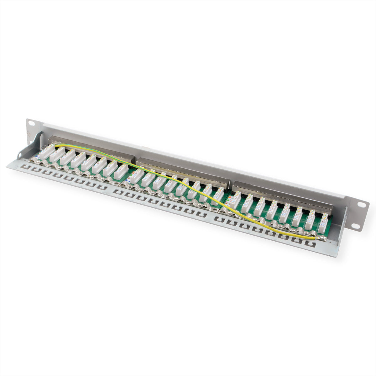 VALUE Patchpanel Cat.6A (Klasse EA) – 24× 10G, geschirmt, 19", 1U, Grau