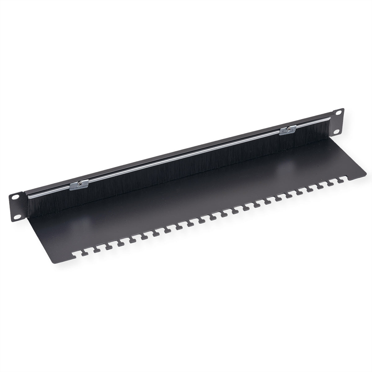 VALUE Kabeldurchführung mit Bürstendichtung – Kabelführung – 19" Rack, 1U, Öffnung 30×400 mm, Schwarz
