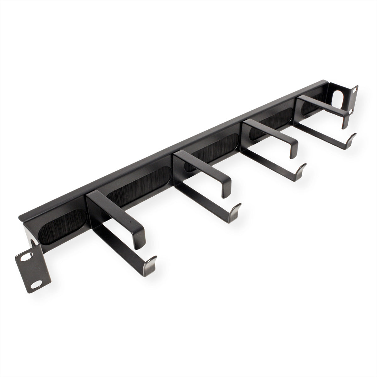 VALUE Rangierpanel 19", 1U, 4×G-Kabelösen, Bürstendichtung, 483×95×45 mm – Schwarz