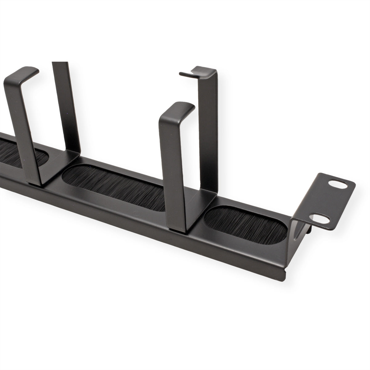 VALUE Rangierpanel 19", 1U, 4×G-Kabelösen, Bürstendichtung, 483×95×45 mm – Schwarz