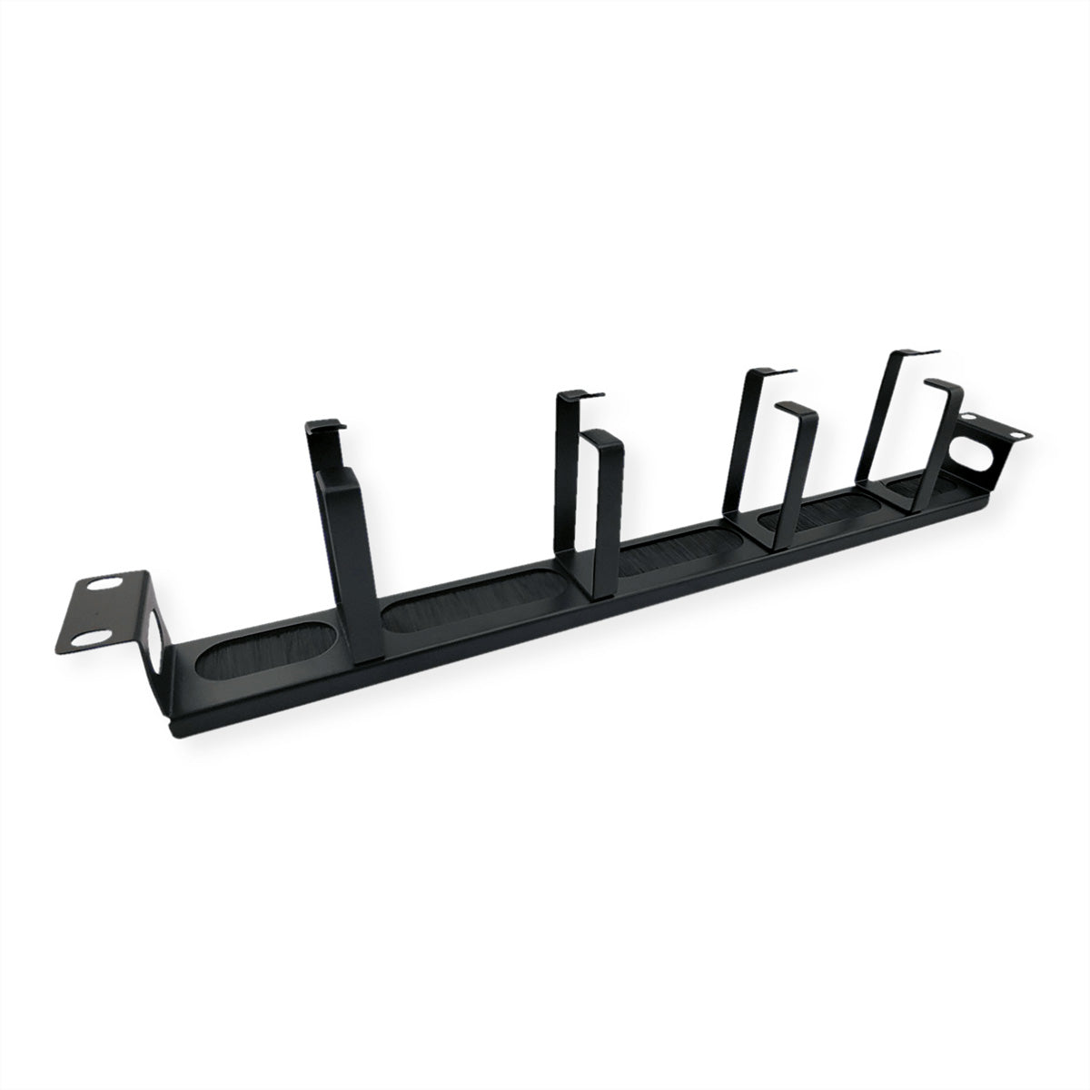VALUE Rangierpanel 19", 1U, 4×G-Kabelösen, Bürstendichtung, 483×95×45 mm – Schwarz