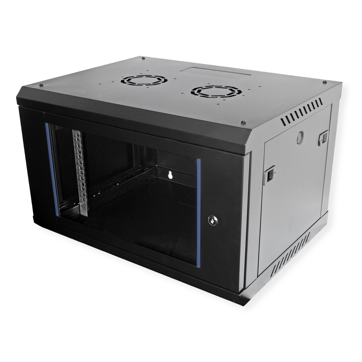 VALUE 19-Zoll Wandgehäuse – 19" Rack, 6U, 600×450 mm, Glastür, Schwarz