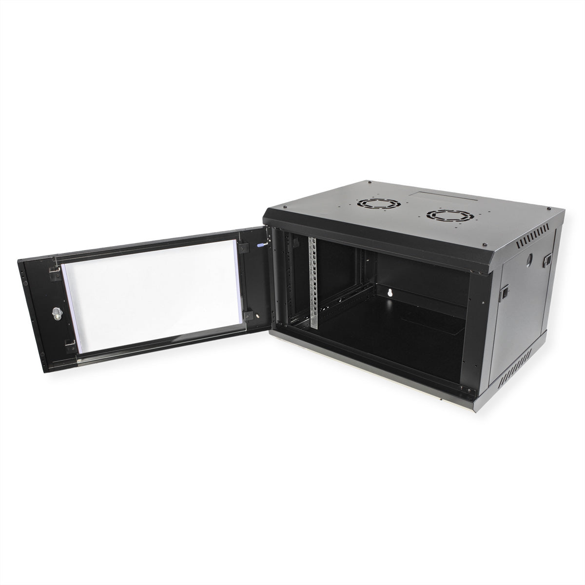 VALUE 19-Zoll Wandgehäuse – 19" Rack, 6U, 600×450 mm, Glastür, Schwarz