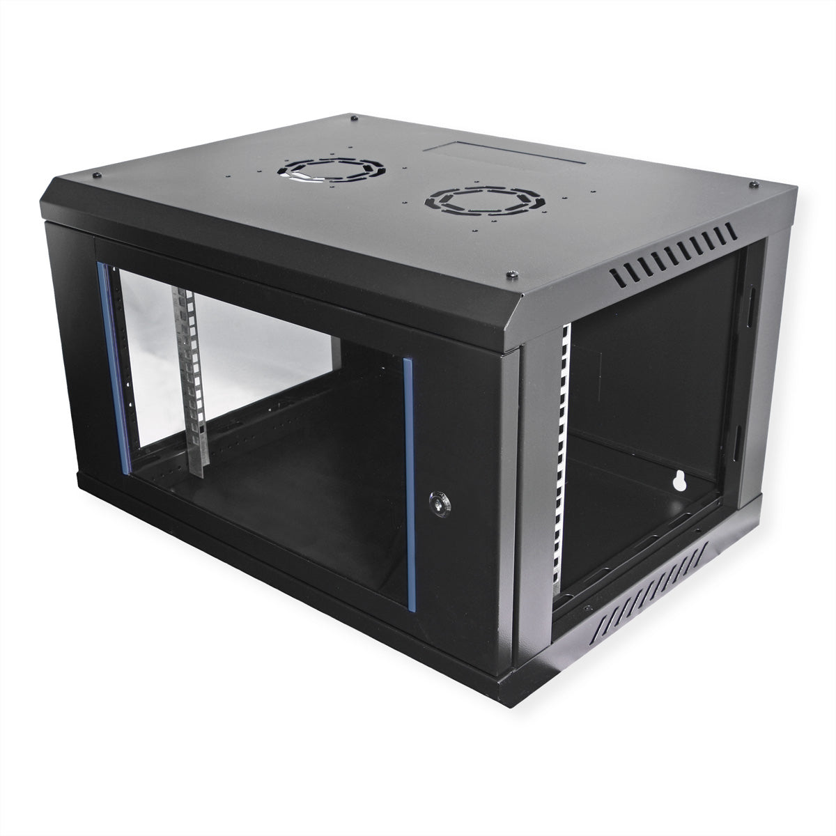 VALUE 19-Zoll Wandgehäuse – 19" Rack, 6U, 600×450 mm, Glastür, Schwarz