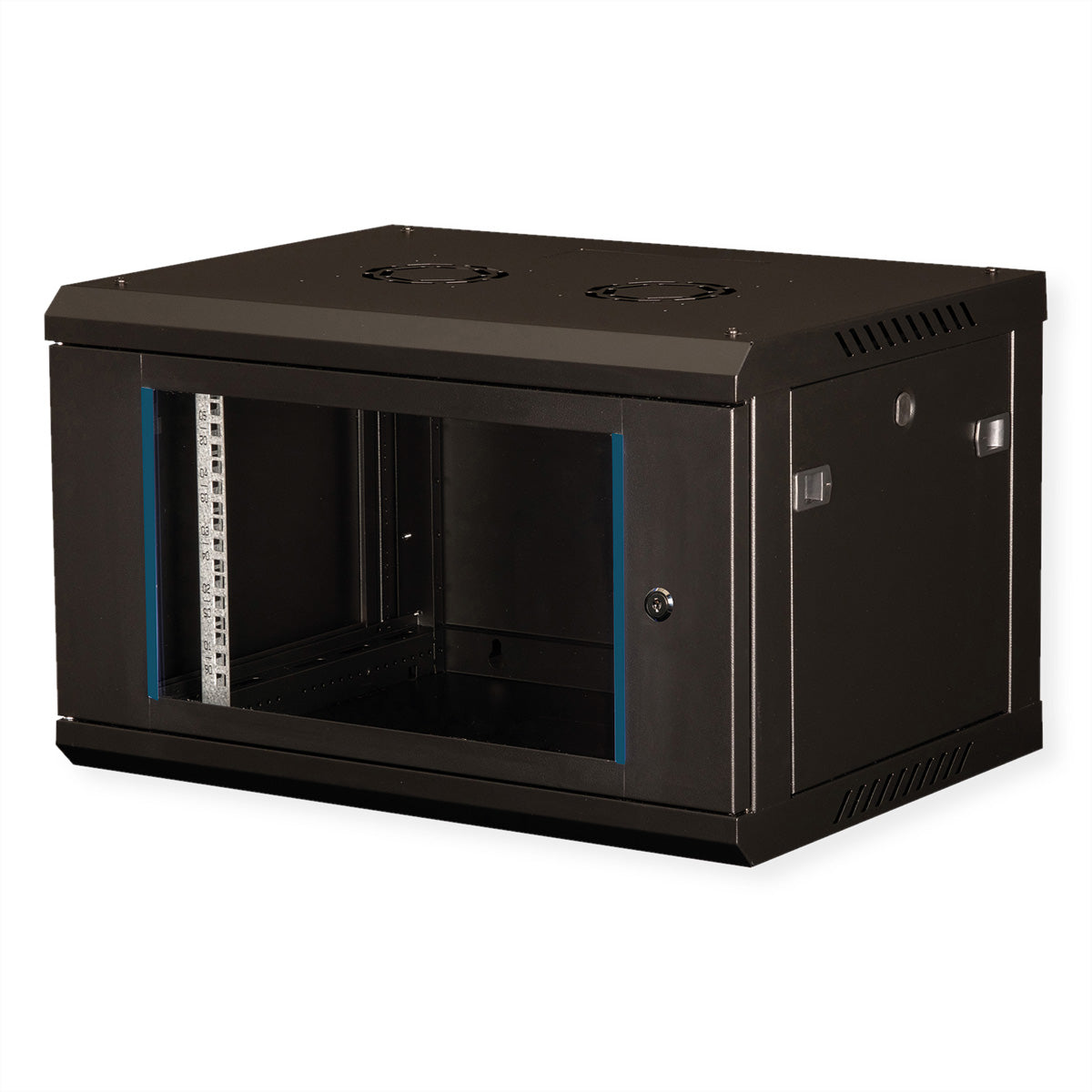 VALUE 19-Zoll Wandgehäuse – 19" Rack, 6U, 600×450 mm, Glastür, Schwarz