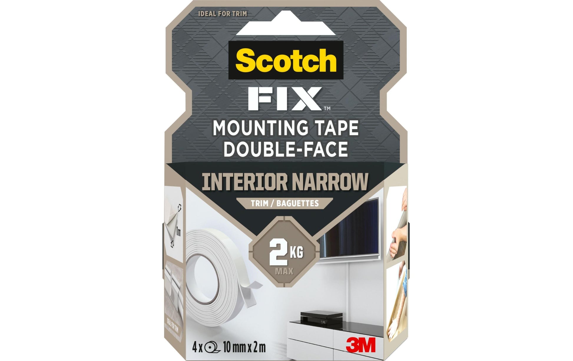 Scotch Montageband – 10 mm × 2 m, weiss, für Kunststoff, Innen, stark haftend