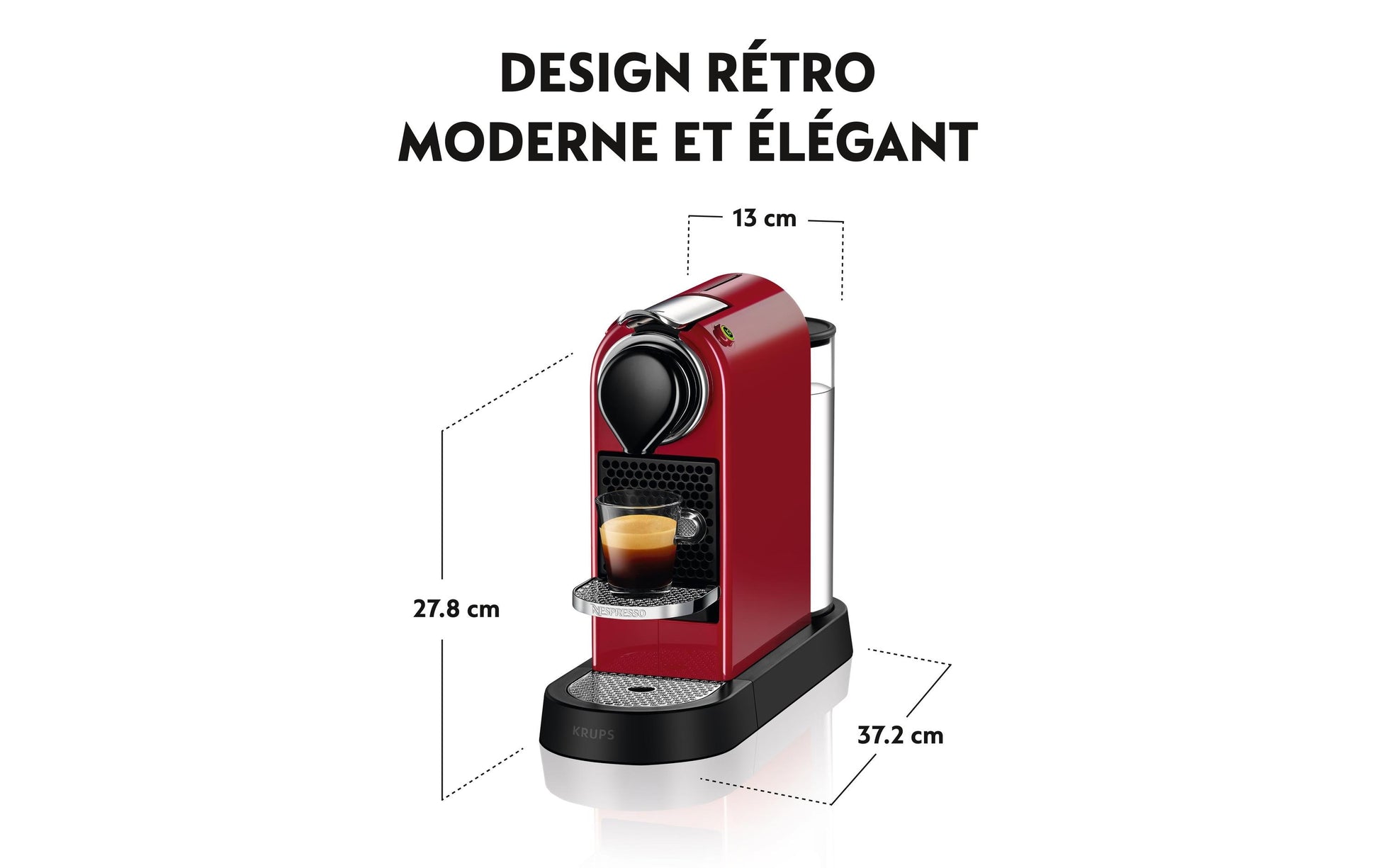 Krups Citiz XN7415 Kapselmaschine – für Nespresso-Kapseln, 19 bar, 1 l, 1 Tasse, Rot