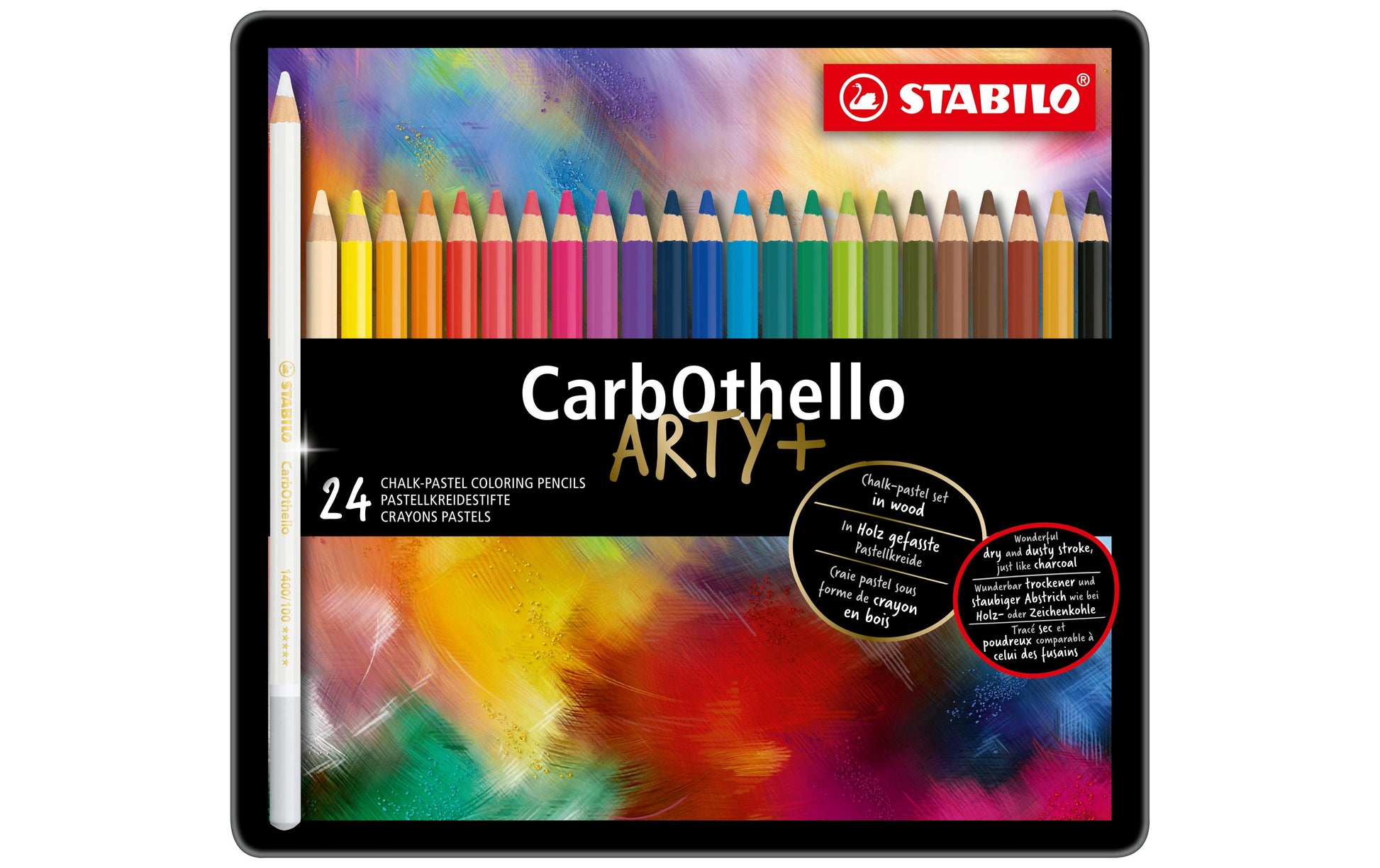 STABILO CarbOthello Buntstifte – Minen‑Ø 4,4 mm, 24 Farben, in Metallschachtel