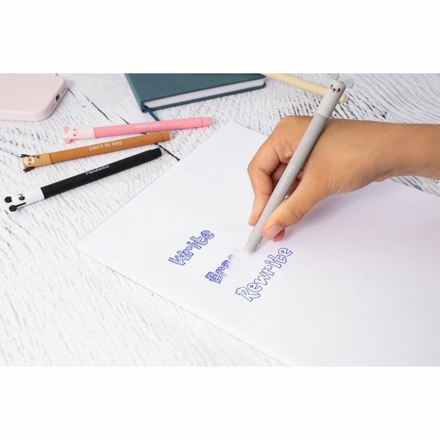 Eberhard Faber Animal Erase It Gelschreiber – Blau, 0,7 mm, radierbar, Kappe, nachfüllbar