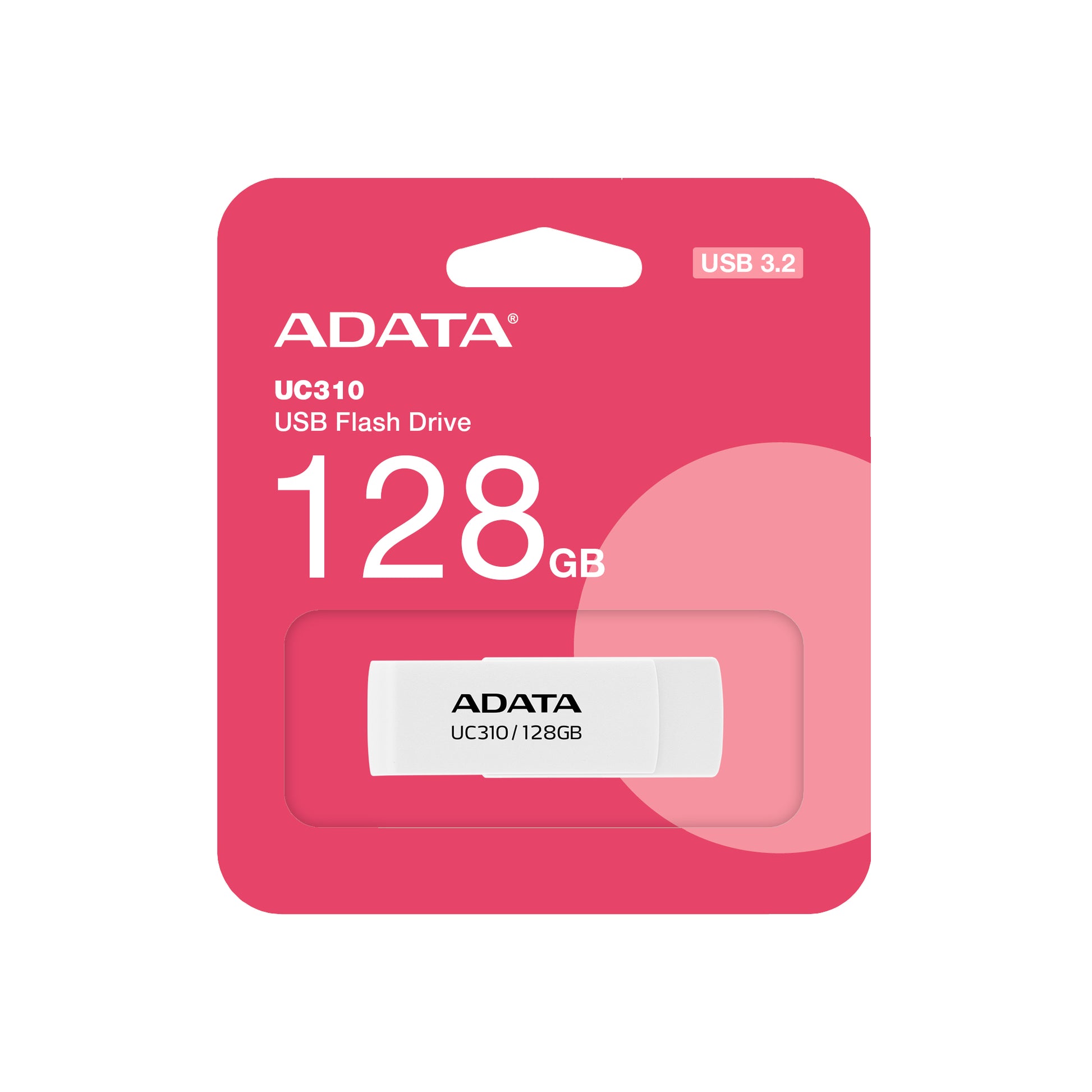 ADATA UC310 – 128 GB, USB Typ-A, USB 3.2 Gen 1, 100 MB/s, Drehring, Weiss