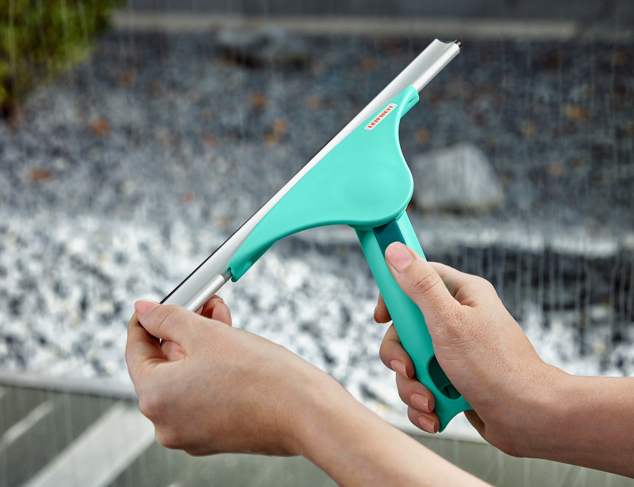Leifheit Fensterabzieher Powerslide – 28 cm, Edelstahl, Kunststoff, Grün, 1 Stk.