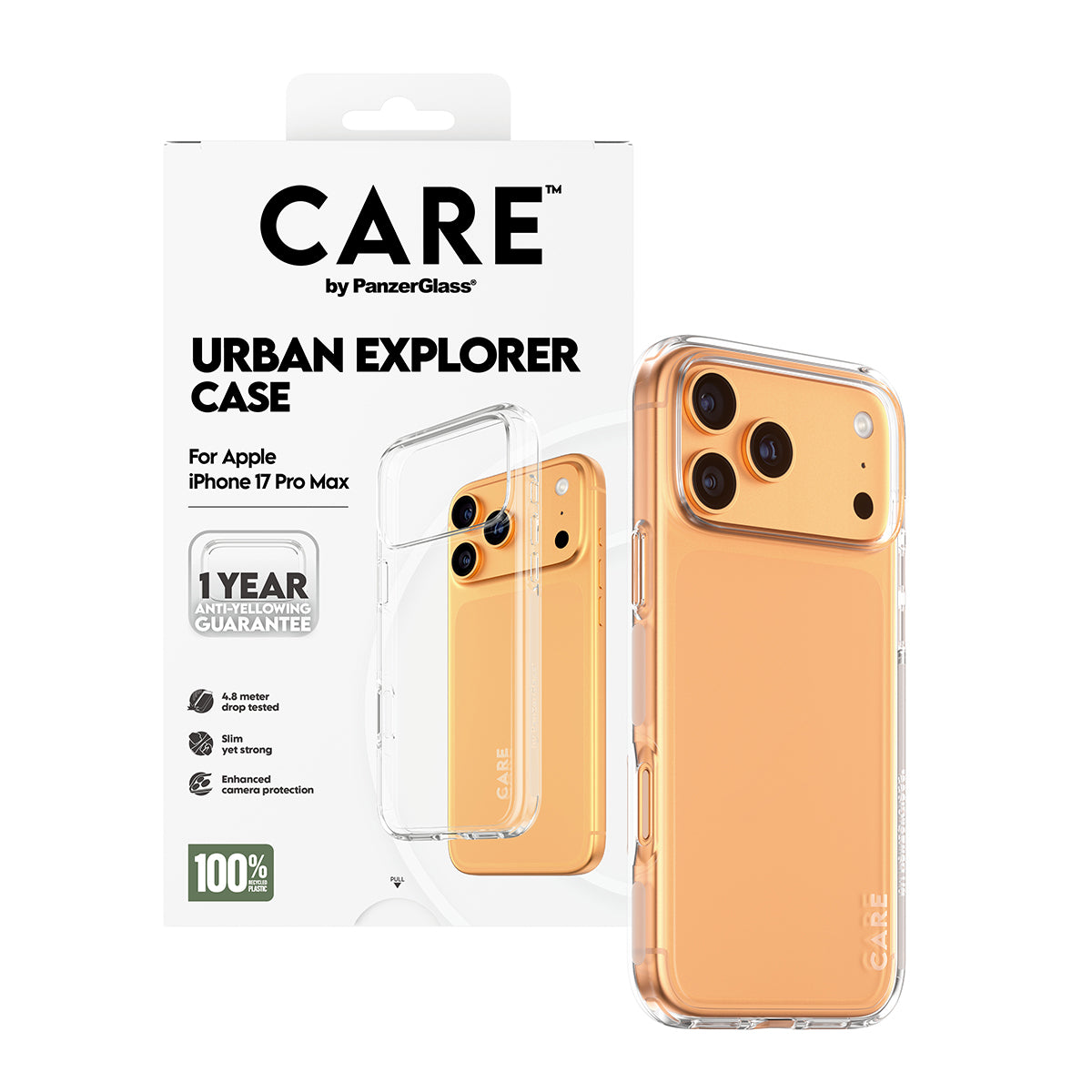 PanzerGlass Backcover CARE Flagship Case Urban Combat MS – für Apple iPhone 17 Pro Max – transparent