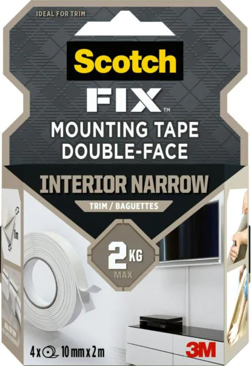 Scotch Montageband – 10 mm × 2 m, weiss, für Kunststoff, Innen, stark haftend