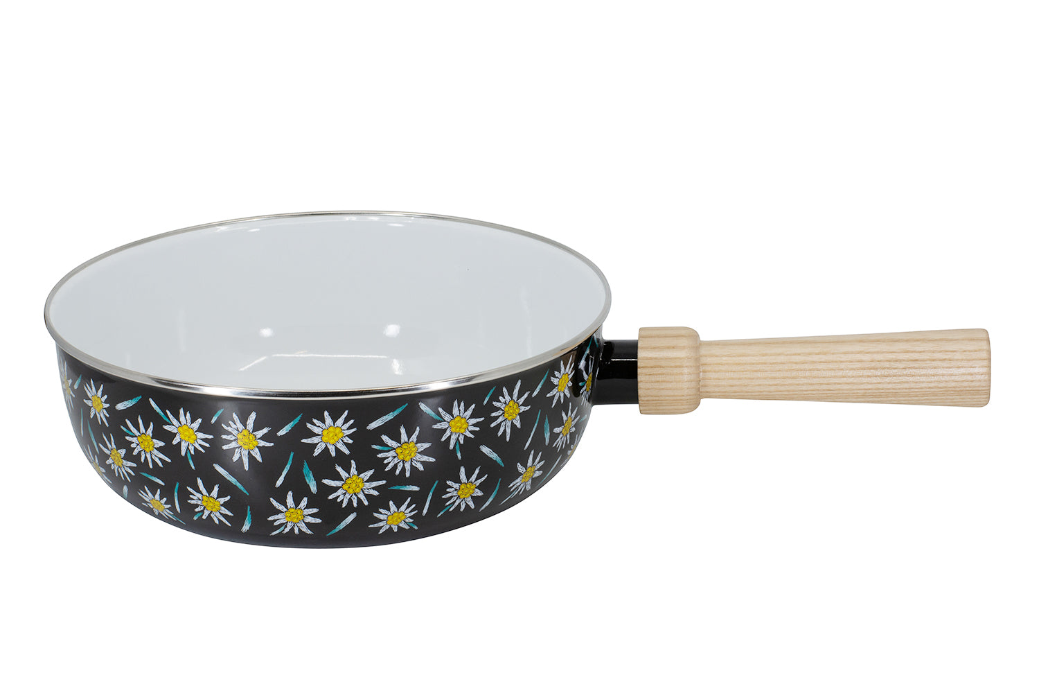 Kadastar Caquelon – Ø 22 cm, Stahl, Emaille, für Käsefondue, Schwarz