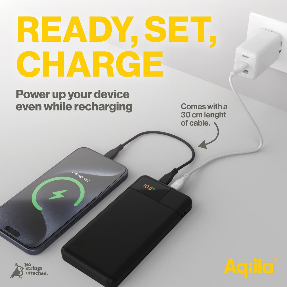 Aqiila Powerbird B10 Powerbank 10'000 mAh – 20 W PD, 2× USB-C, 1× USB-A, grün