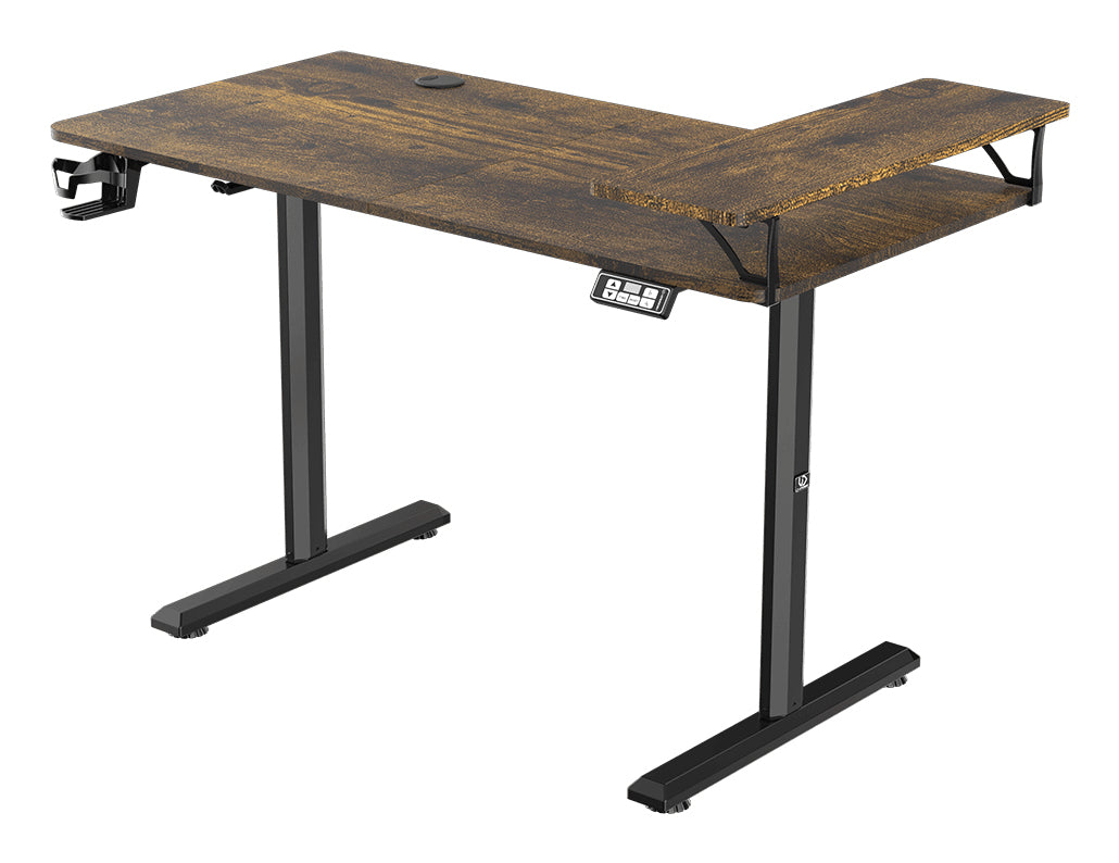 Ultradesk Higlander Gaming-Tisch – 120 × 60,5 cm, höhenverstellbar, braun, Stahl
