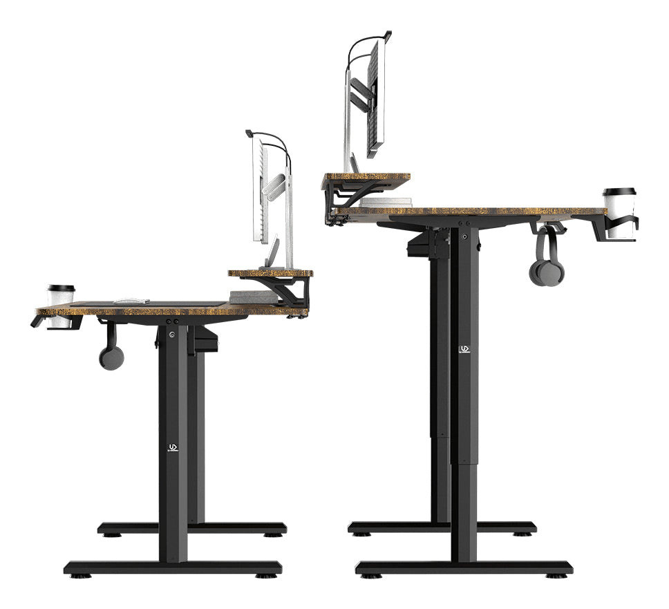 Ultradesk Highlander XXL Gaming-Tisch – 160 × 70 cm, elektrisch höhenverstellbar, braun, Carbon