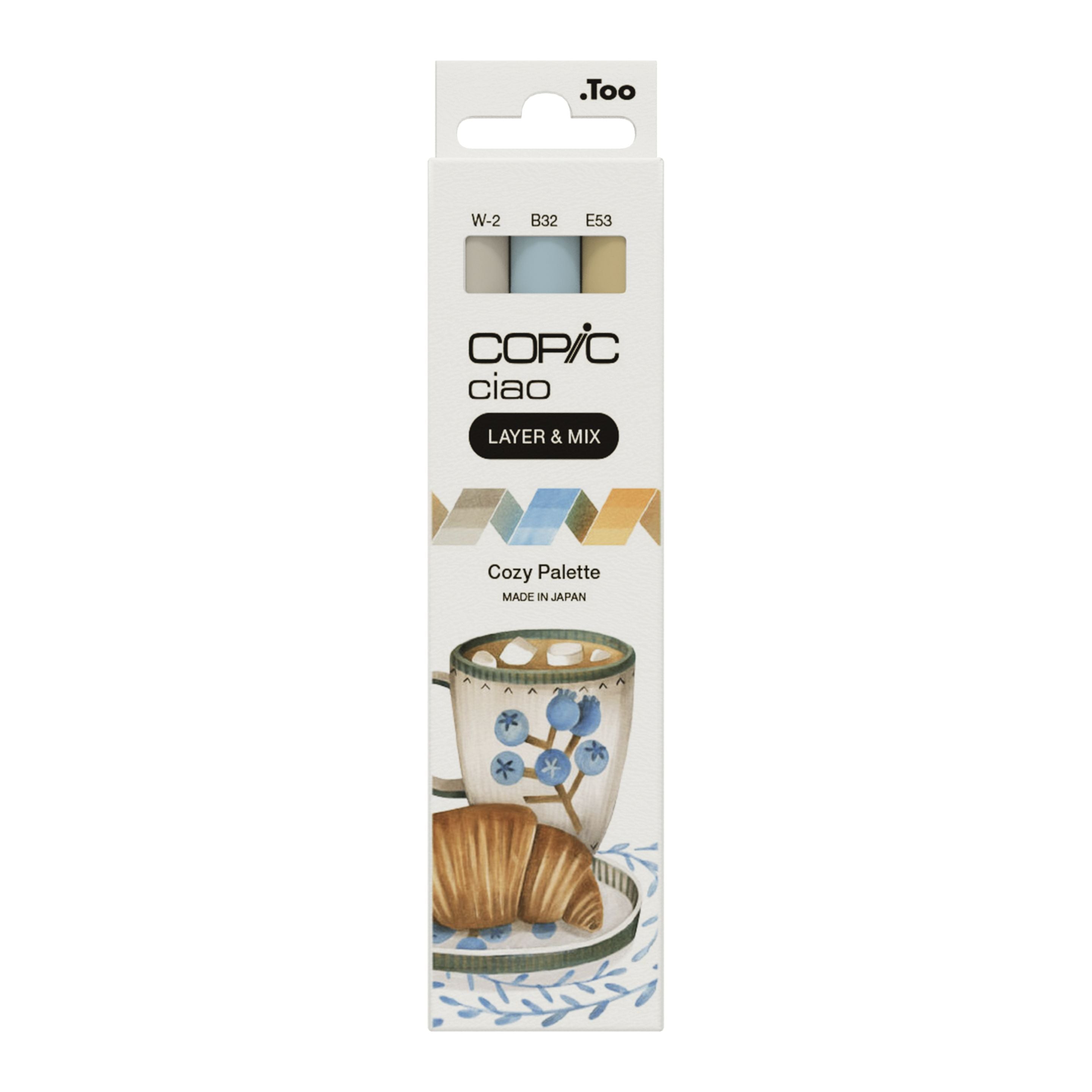 Copic Ciao Permanentmarker – Keilspitze/Bürstenspitze – Beige, Hellblau, Warmes Grau – 3er-Set (Cozy Palette)