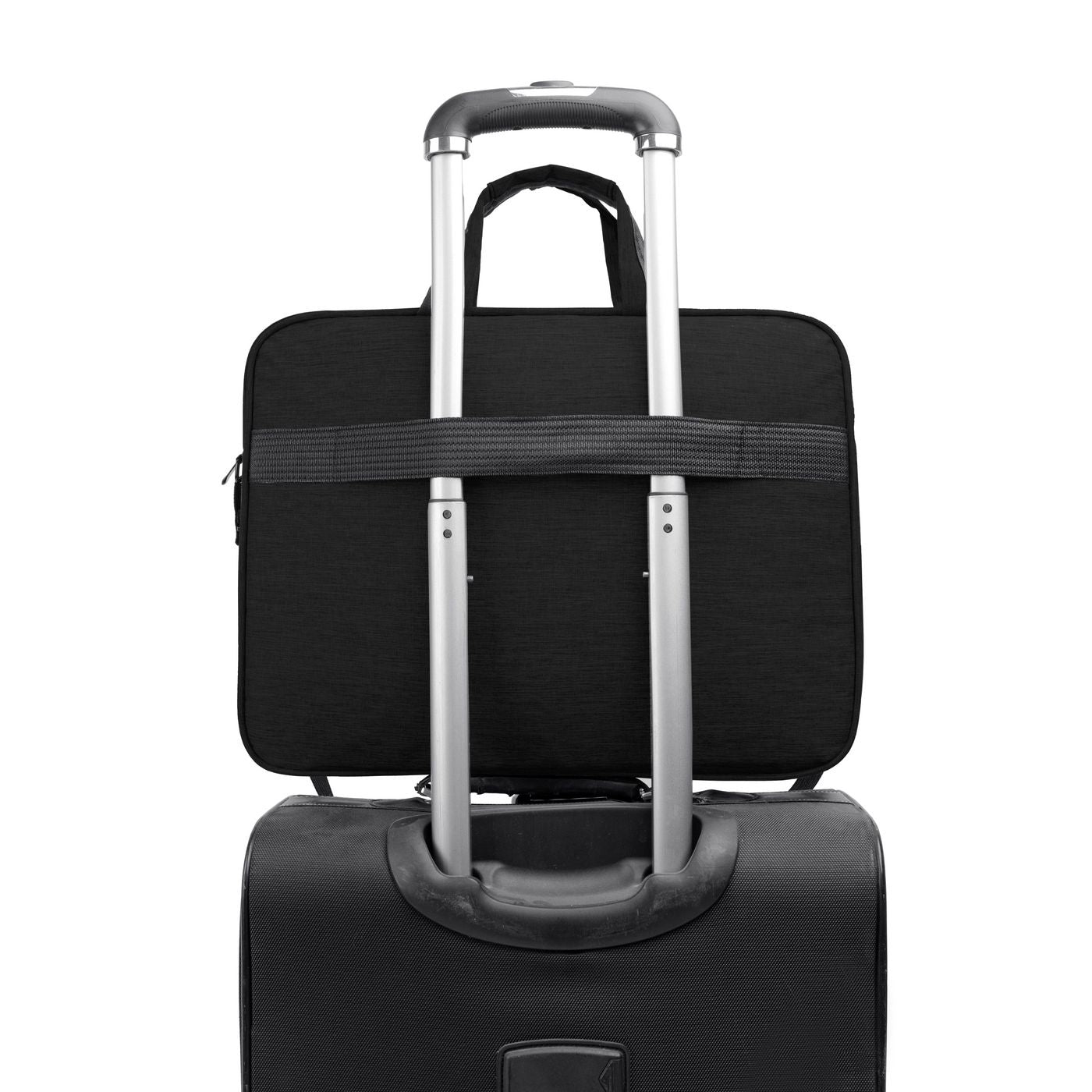 eSTUFF Notebook-Tasche für Notebooks bis 16" – Schultergurt, Trolley-Haltegurt – Schwarz
