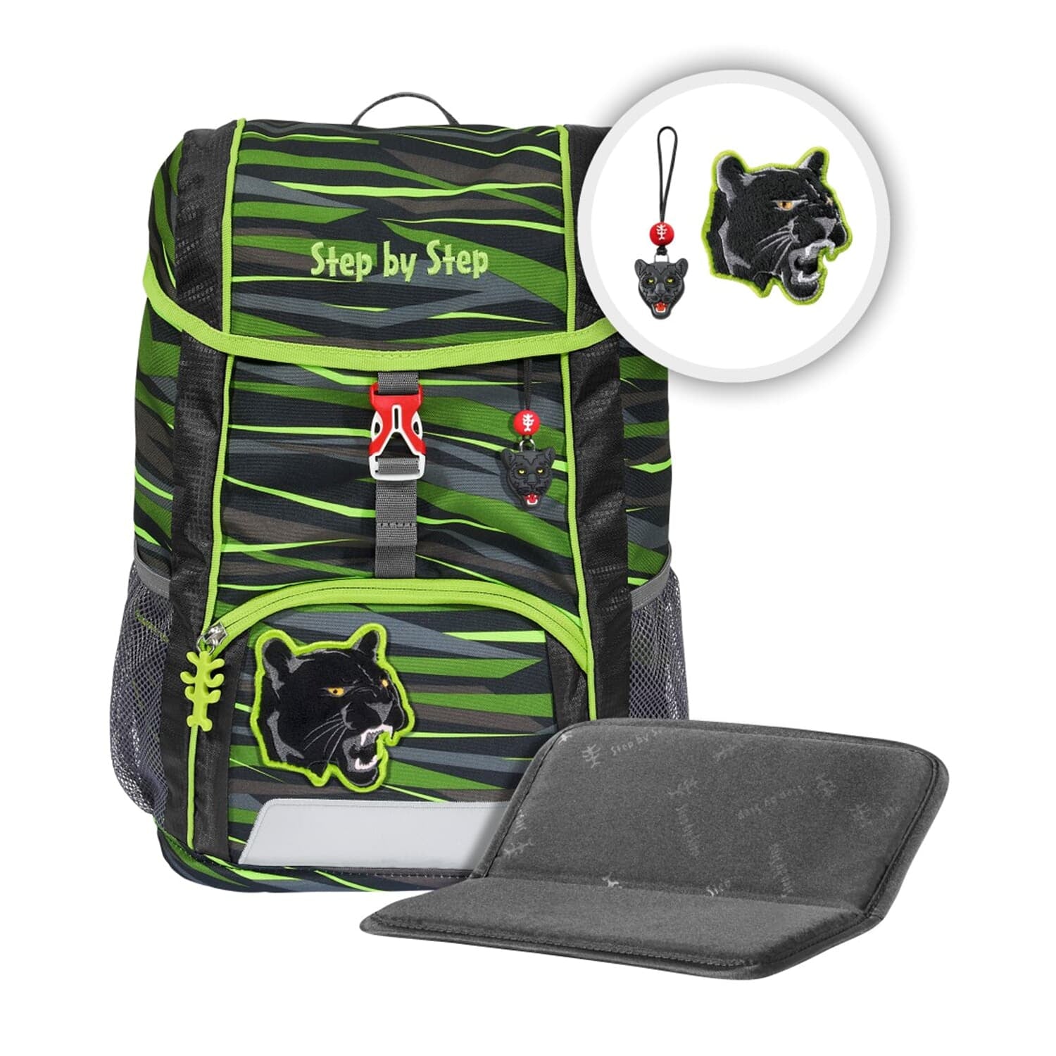 Step by Step KID – Kindergartenrucksack-Set 3-teilig – 13 l, rPET, Wild Cat Chiko