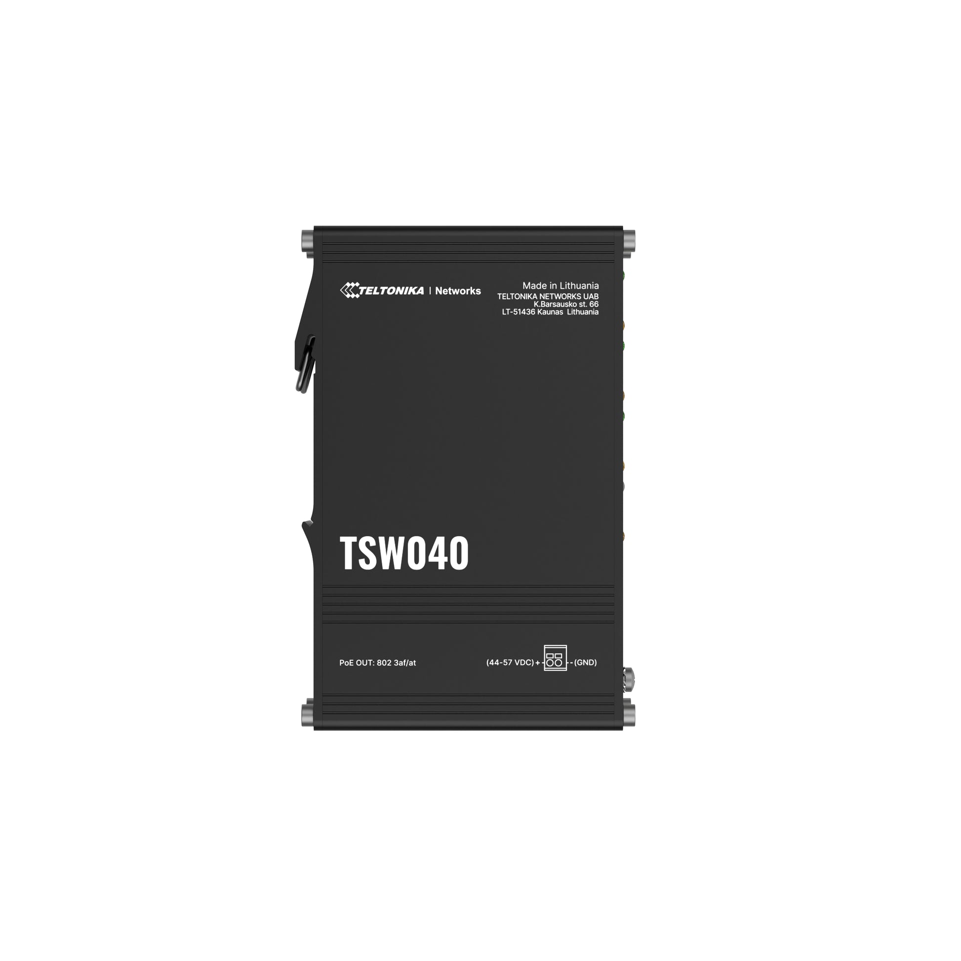 Teltonika TSW040 – Unmanaged Switch – 8× 10/100 Mbit/s, PoE+, PoE-Budget 240 W, DIN-Schiene