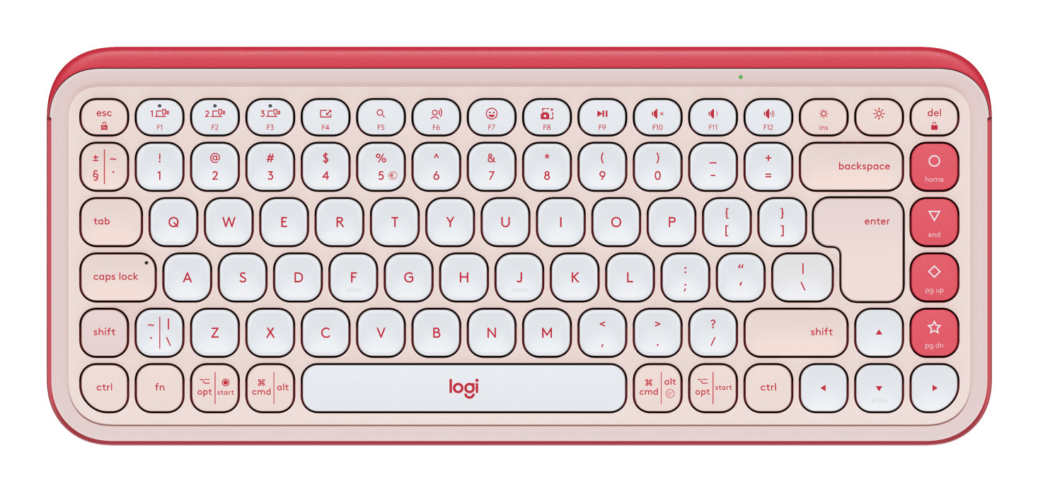 Logitech Pop Icon Keys – Mini Tastatur – Schere – Bluetooth – QWERTY (US‑INT) – Ohne Ziffernblock – Pink/Weiss