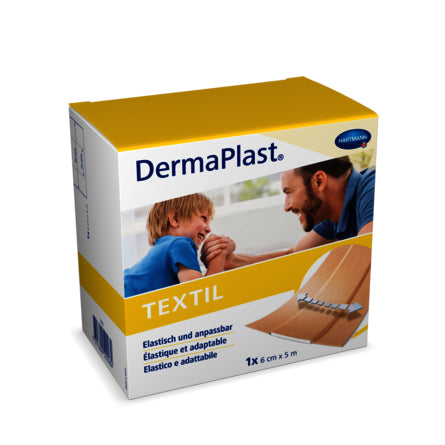 DermaPlast Pflaster – hypoallergen, zuschneidbar – braun – Textil – 60 × 5000 mm