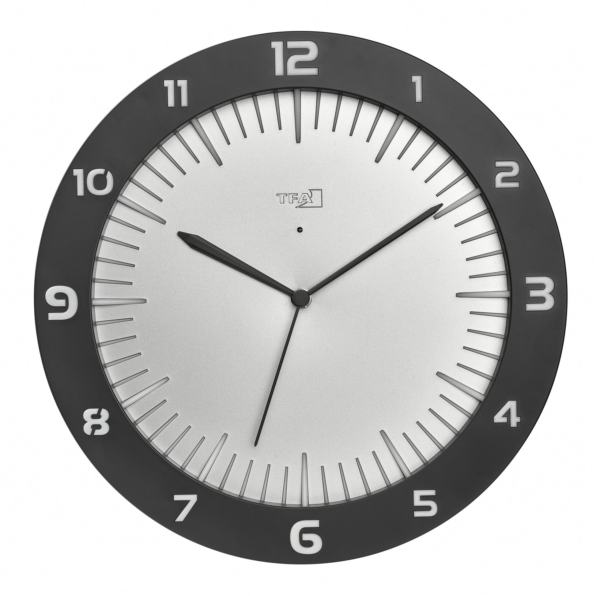 TFA-Dostmann TFA Dostmann LUMOCLOCK Wanduhr – Funk, analog, Licht, USB, Ø 30,3 cm, schwarz, Kunststoff