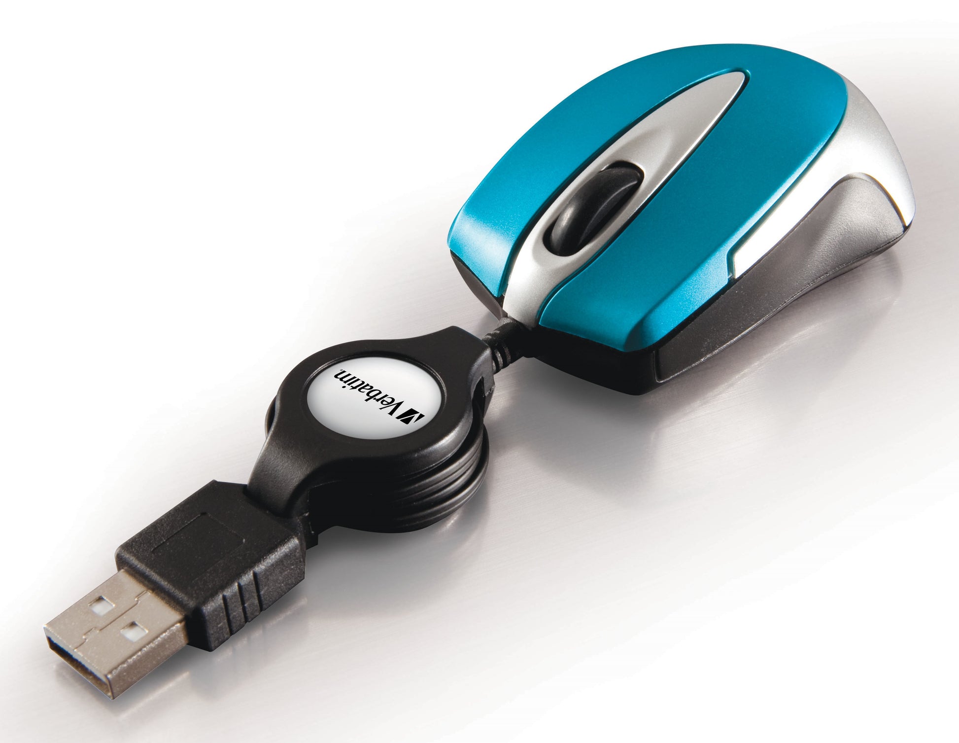 Verbatim Go Mini – Maus – Kabelgebunden (USB‑A), 1000 DPI, beidhändig, Blau