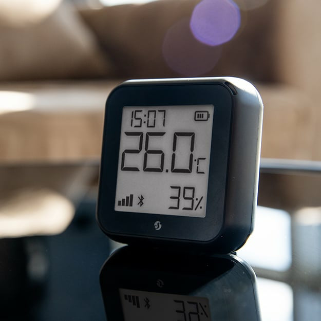 Shelly Gen3 – Temperatur- & Feuchtigkeitssensor, WLAN & Bluetooth, E-Paper-Display – Schwarz