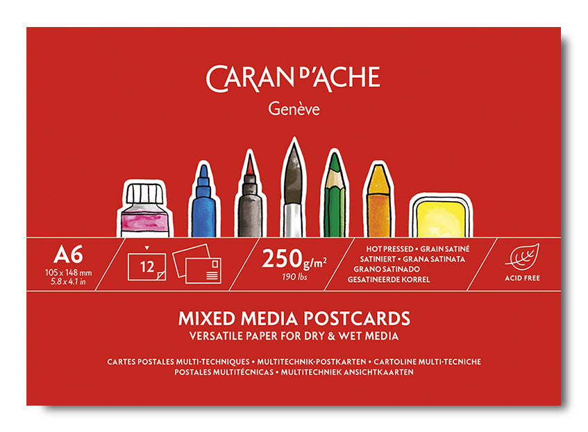 Caran d-Ache Caran d'Ache – Postkartenblock, Papier, 14,8 × 21 cm, Weiss, 12 Blatt