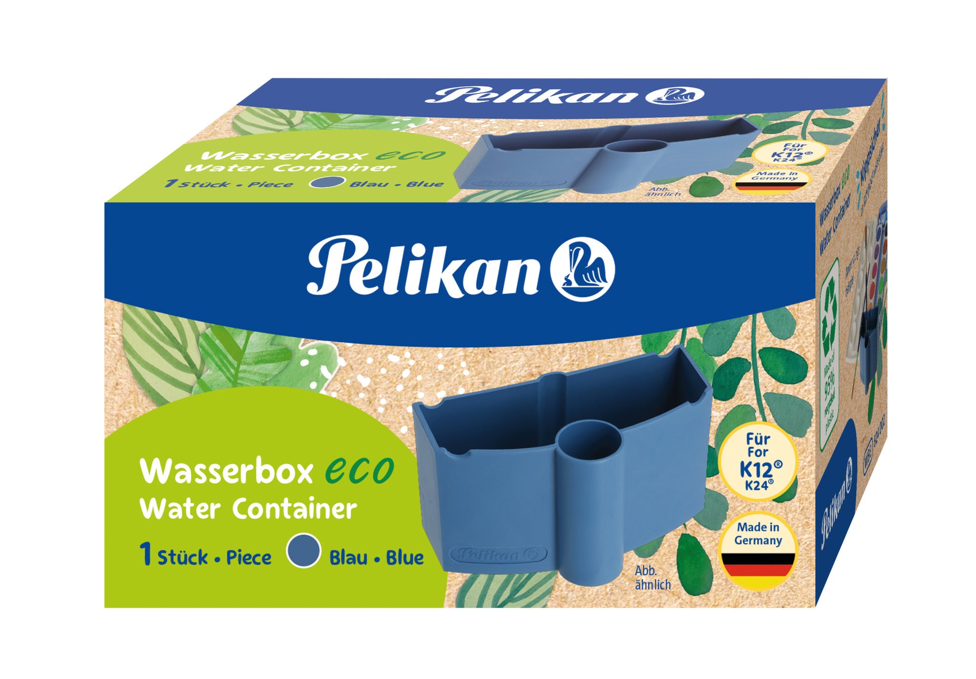 Pelikan Wasserbecher – Blau, 95% recycelter Kunststoff, ansteckbar, für Pelikan Deckfarbkasten K12 und K24