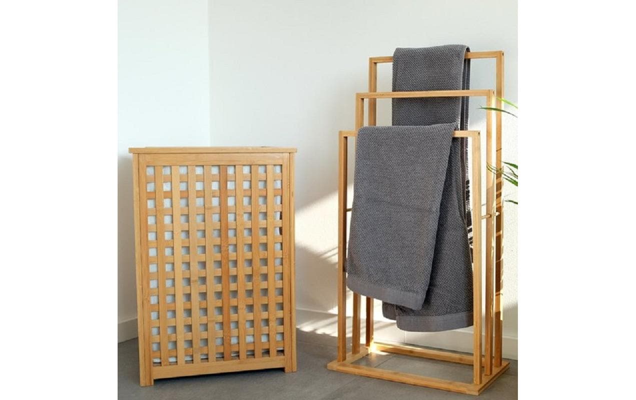 Zeller Present Handtuchständer – 3 Arme, 42×24×81,5 cm, Bambus, Holz