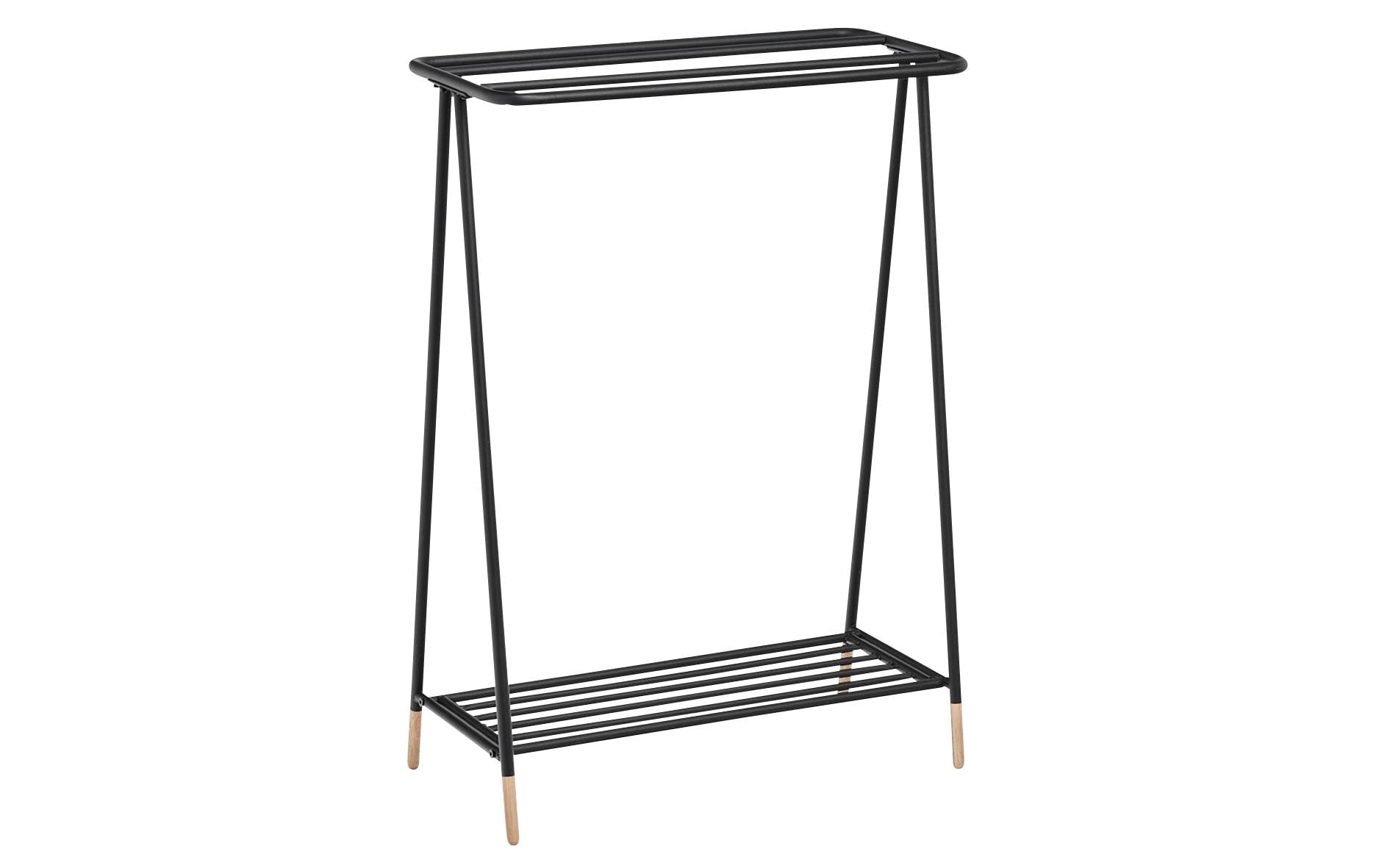 Zeller Present Handtuchständer 4 Arme – 60×30×85 cm, Eisen/Holz, Schwarz