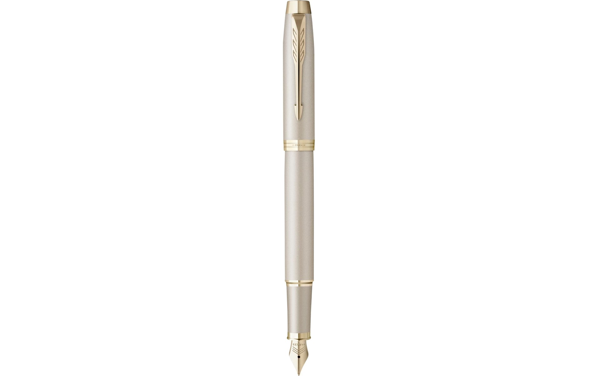 Parker IM Monochrome Champagne – Federspitze M – für Rechts- & Linkshänder – champagner, blau – Patronen