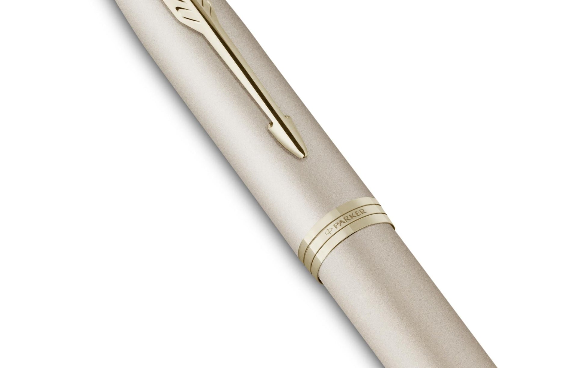 Parker IM Monochrome Champagne – Federspitze M – für Rechts- & Linkshänder – champagner, blau – Patronen