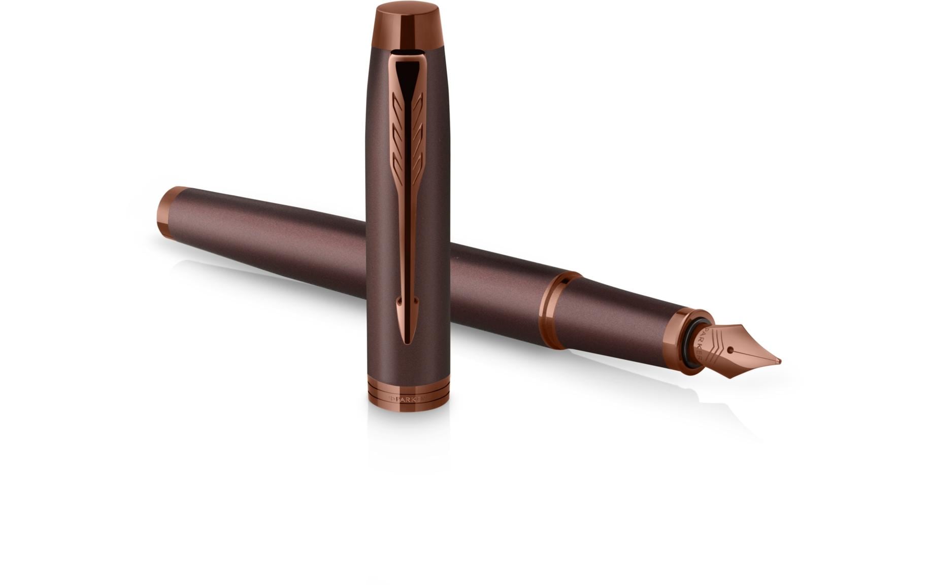Parker 2190512 – Federspitze M – für Rechts- & Linkshänder – braun, blau – Patronen