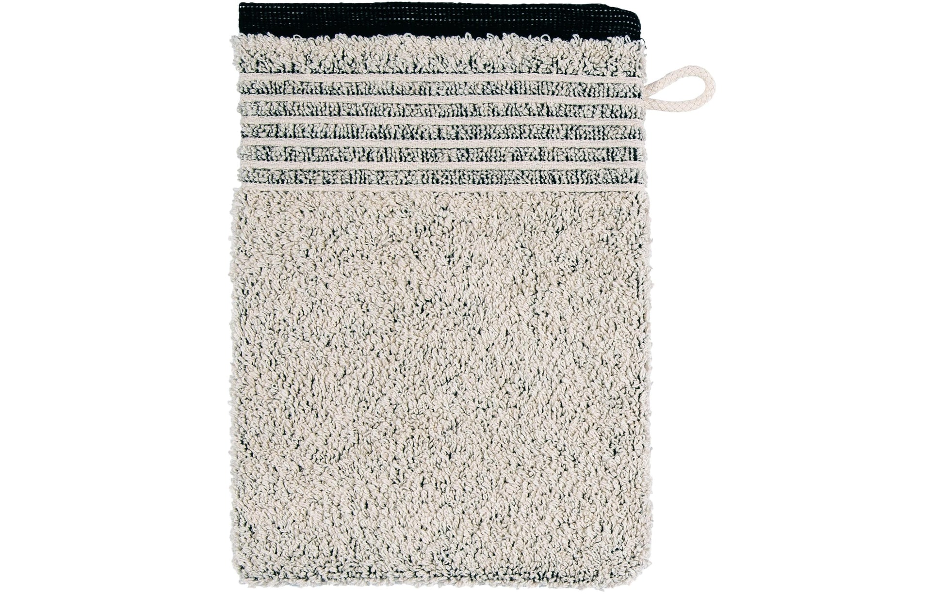 MÖVE Waschhandschuh mit Biesenbordüre – 15 × 20 cm, Natur, Baumwolle/Leinen, 590 g/m²